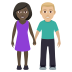 👩🏿‍🤝‍👨🏼 woman and man holding hands: dark skin tone, medium-light skin tone display on JoyPixels